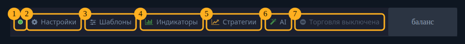 Пункты бота в верхней строке платформы
